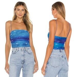 Superdown Tank blue printed top xs